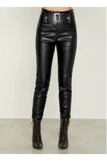 Pantalon negro efecto online piel