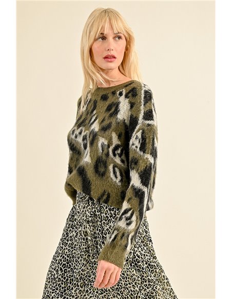 Lili Sidonio Jersey Animal Print Kaki