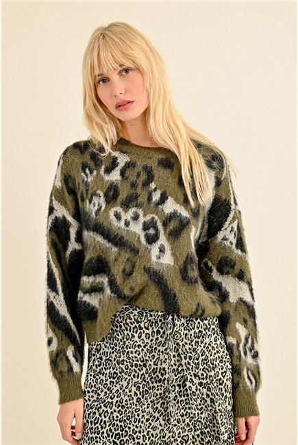 Lili Sidonio Jersey Animal Print Kaki