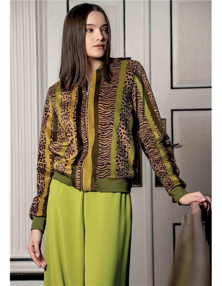 Scusi Chaqueta Animal Print Verde