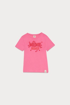 Meme Road Camiseta rosa letras