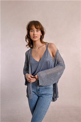 Molly Braken Cardigan azul lurex