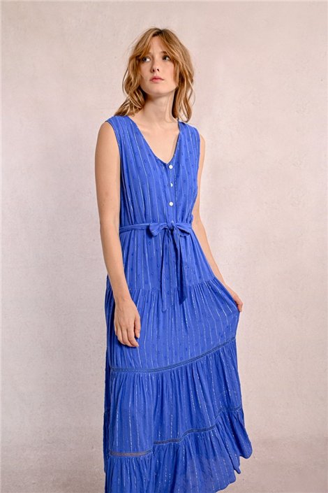 Molly Braken Vestido largo con detalle azul