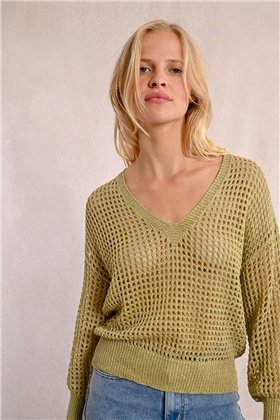 Molly Braken Jersey crochet Verde Lima