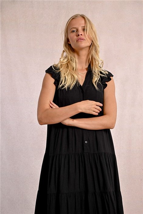 Molly Braken Vestido negro con volantes