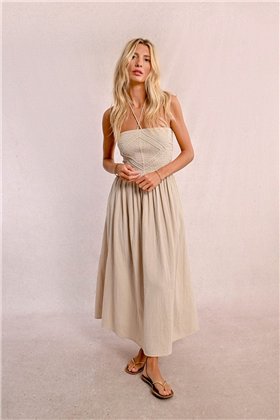 Molly Braken Vestido beige palabra de honor