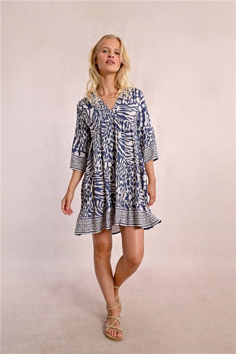 Molly Braken Vestido corto estampado azul