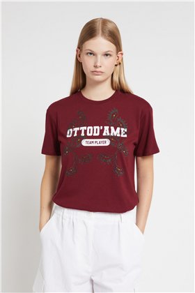 Otto d ame Camiseta granate con strass