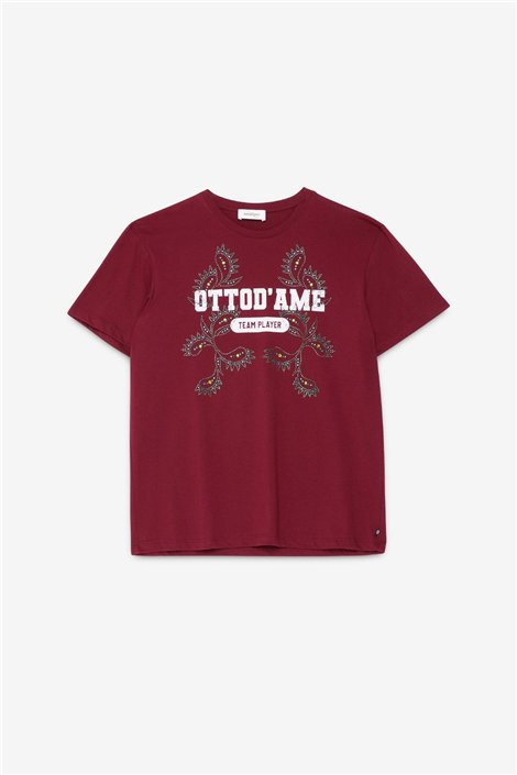 Otto d ame Camiseta granate con strass