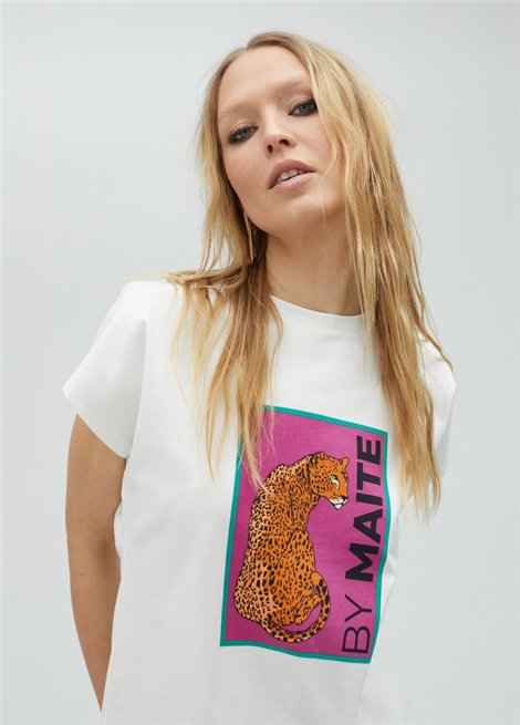 LOLA CASADEMUNT BY MAITE Camiseta tigre manga sisa