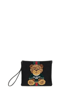 Rue Madam Bolso negro teddy peluche con cadena.