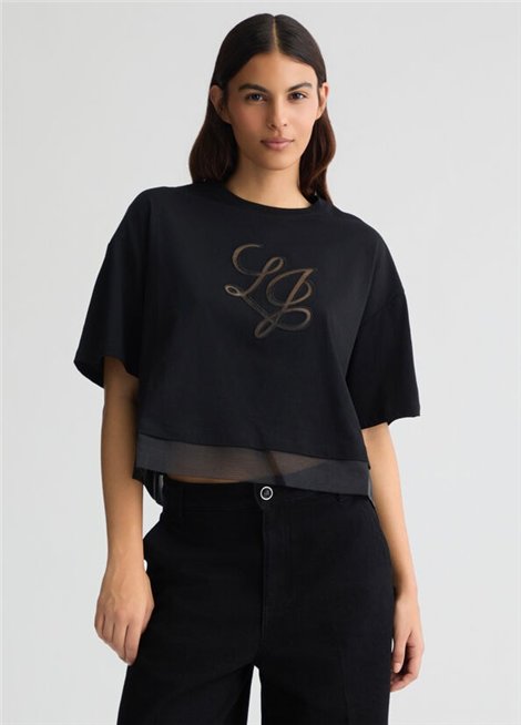 LIU JO Camiseta negra tul