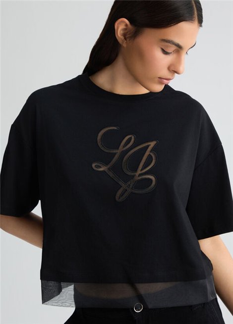 LIU JO Camiseta negra tul