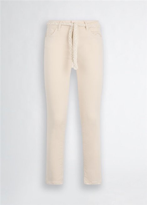 LIU JO Pantalón beige cinturón trenzado