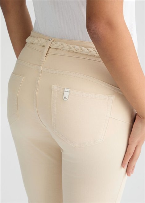 LIU JO Pantalón beige cinturón trenzado