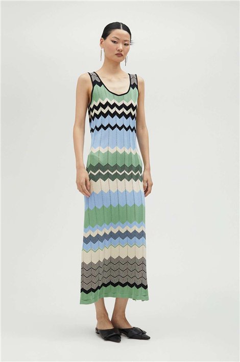 LOLA CASADEMUNT BY MAITE Vestido largo multicolor zigzag