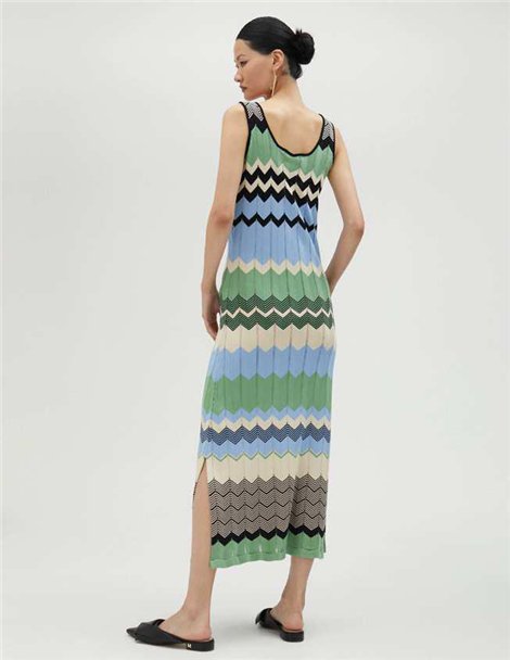 LOLA CASADEMUNT BY MAITE Vestido largo multicolor zigzag