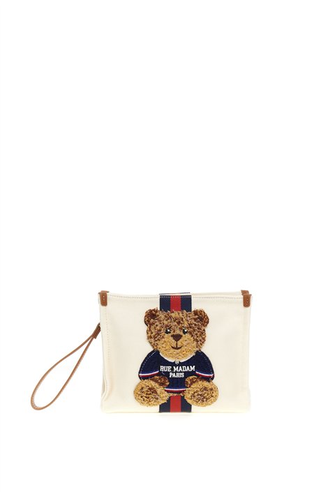 Rue Madam Bolso canvas oso teddy peluche crema