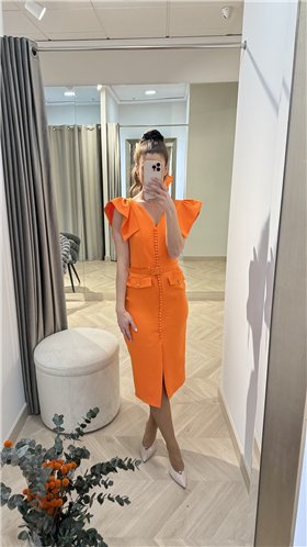 N. Style Vestido naranja abotonado