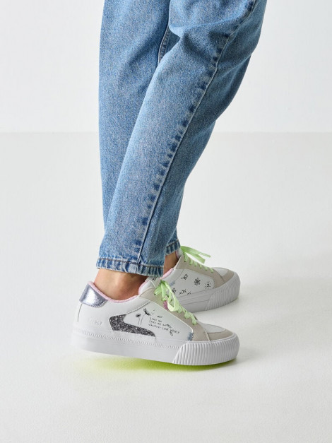 Tamaris Sneaker blanca con detalle glitter