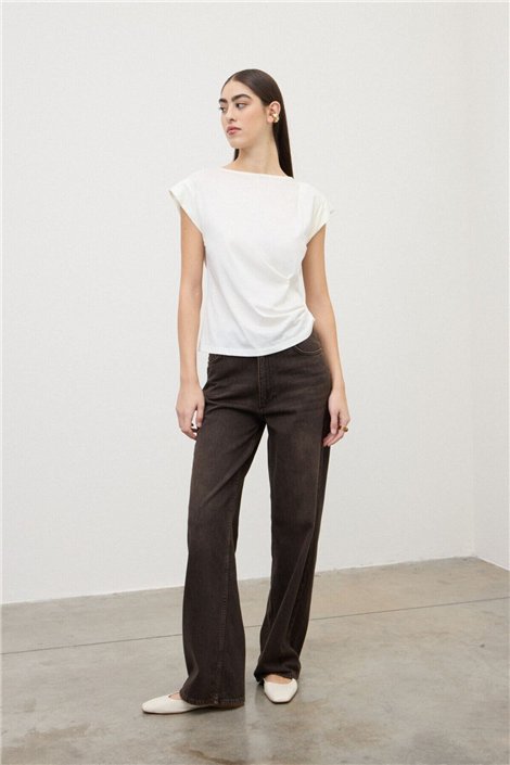 Otto d ame Blusa blanco roto con cuello de barco