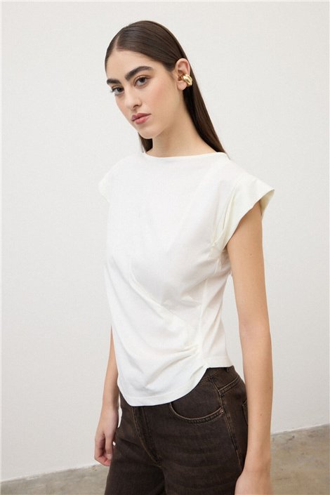 Otto d ame Blusa blanco roto con cuello de barco