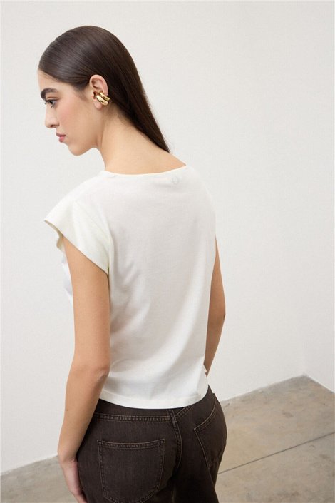 Otto d ame Blusa blanco roto con cuello de barco