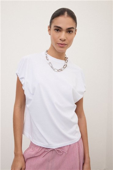 Otto d ame Camiseta blanca de manga amplia con cordón