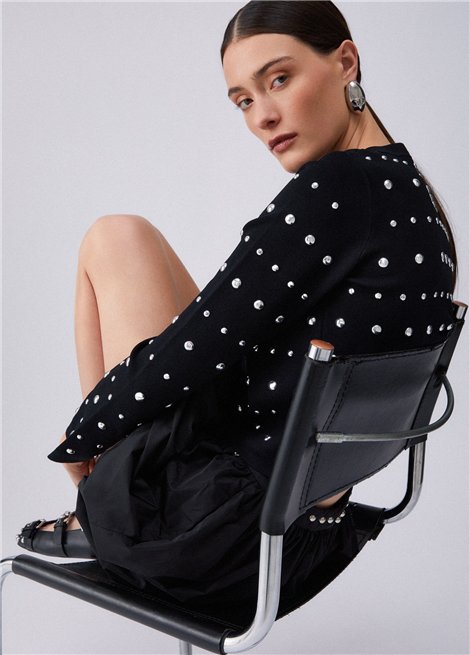 Liu Jo Cárdigan negro de punto con tachuelas