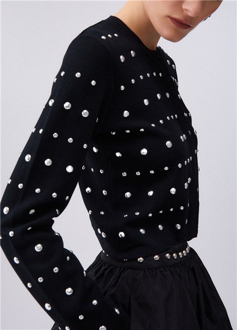 Liu Jo Cárdigan negro de punto con tachuelas