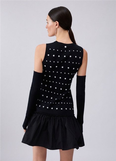 Liu Jo Vestido negro con mangas Thumbhole