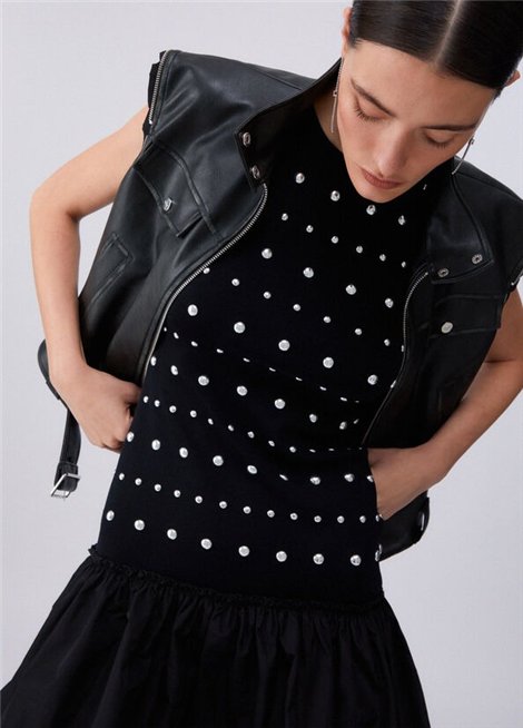 Liu Jo Vestido negro con mangas Thumbhole