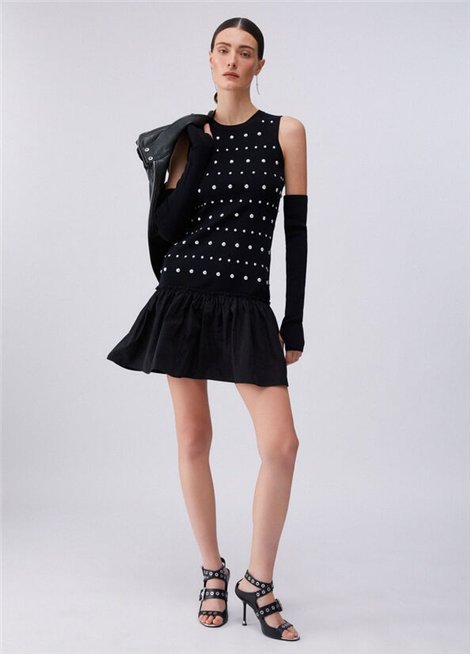 Liu Jo Vestido negro con mangas Thumbhole