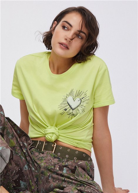Liu Jo Camiseta lima corazón strass