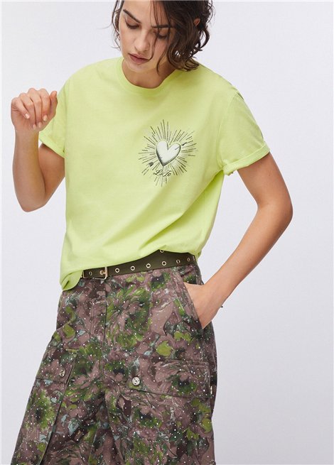 Liu Jo Camiseta lima corazón strass