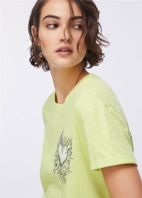 Liu Jo Camiseta lima corazón strass