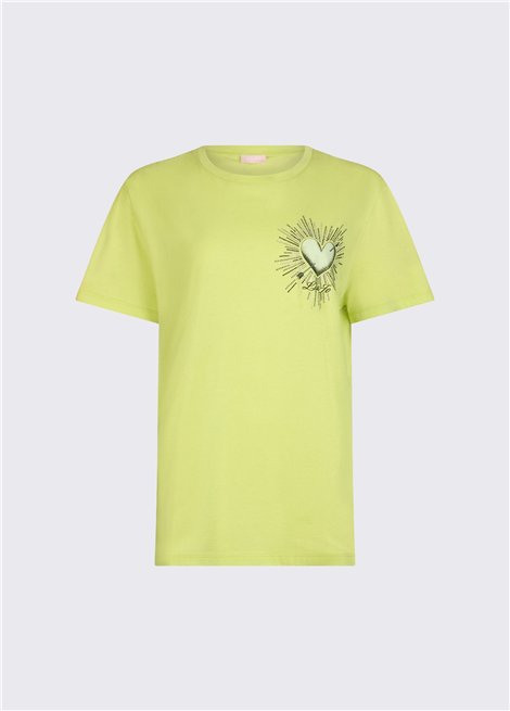 Liu Jo Camiseta lima corazón strass