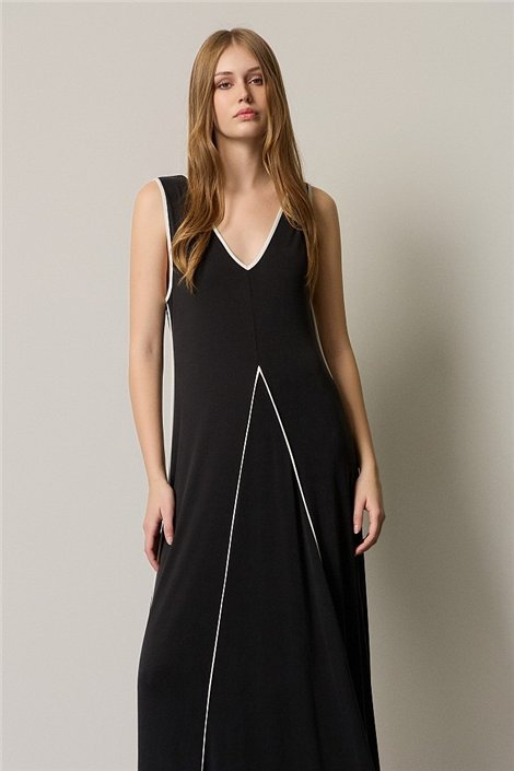 BSB Vestido negro detalle nervio canalé