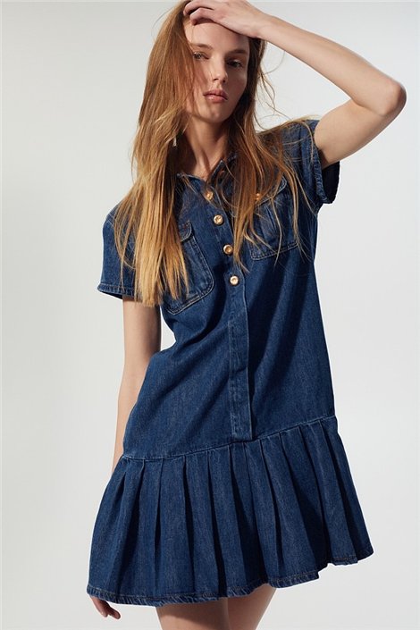 BSB Vestido corto en denim con volantes