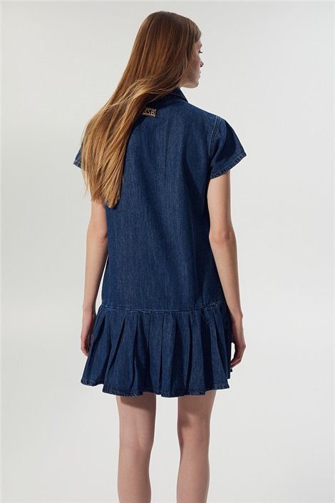 BSB Vestido corto en denim con volantes