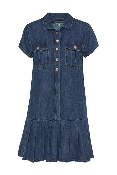 BSB Vestido corto en denim con volantes