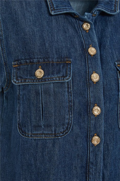 BSB Vestido corto en denim con volantes