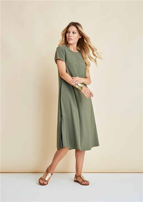 Flirt Vetido largo de manga corta verde militar