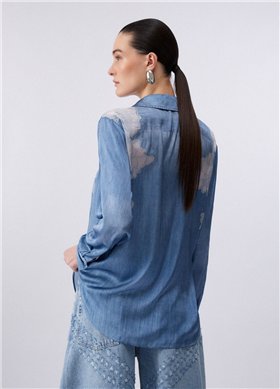 Liu Jo Camisa de raso fluido con estampado efecto bordado