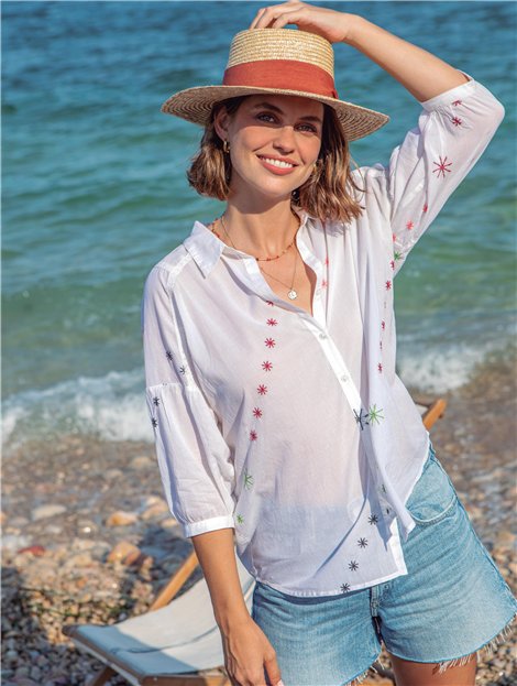 Trovels Camisa blanca con hilada de estrellas