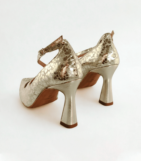 Vosso Moda Zapato oro metalizado de cinta cruzada