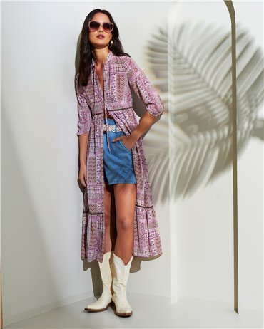 GOA GOA Vestido largo Berylan rosa estampado