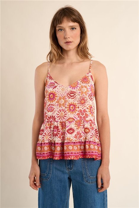 Molly Braken Top de tirantes avolantado