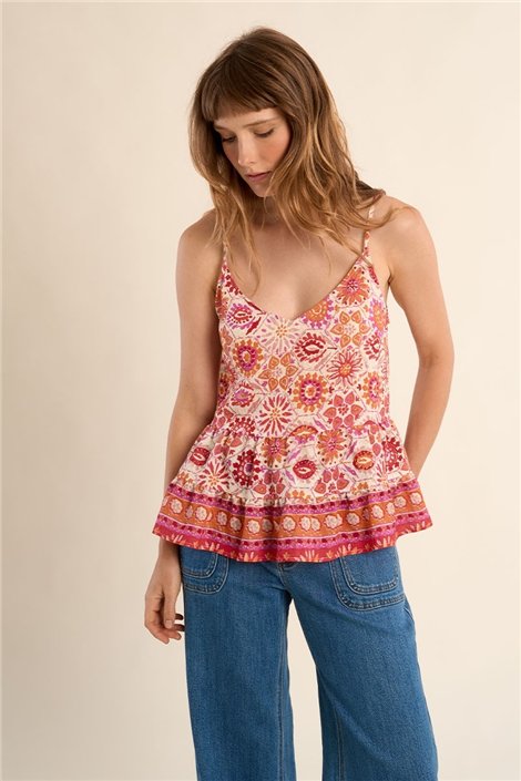 Molly Braken Top de tirantes avolantado