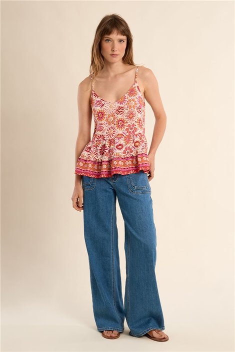 Molly Braken Top de tirantes avolantado